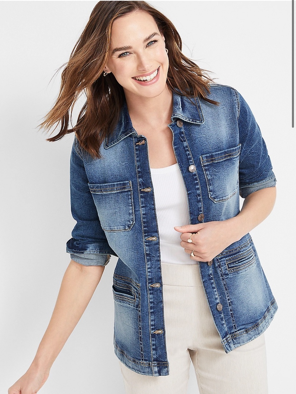 Maurices Cinched Back Denim Jacket size Small
